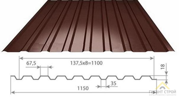 Профлист МП-20 шоколад коричневый (3000*1150*0,4) RAL8017
