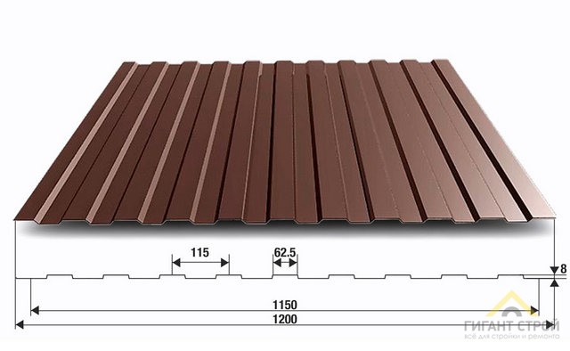 Профлист С-8 шоколад коричневый (6000*1200*0,45) RAL8017