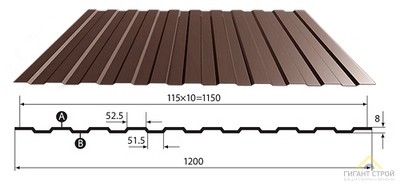 Профлист С-8 шоколад коричневый (6000*1200*0,35) RAL8017