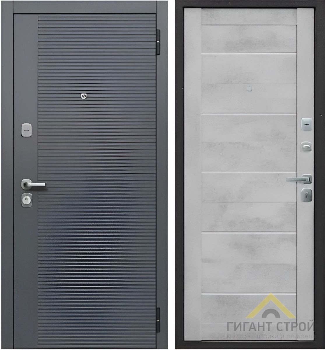 Дверь мет. 7,5 см Бостон Бетон снежный Царга 2050*860*60мм правая